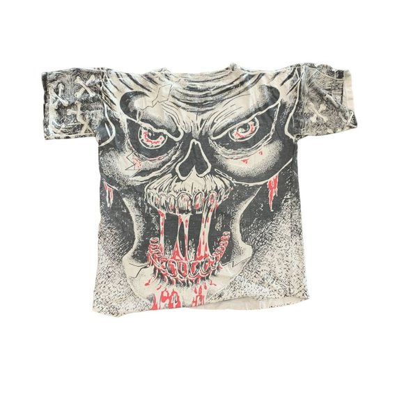 Vintage 1990s Morbid Rags Bloody Skull All Over Print